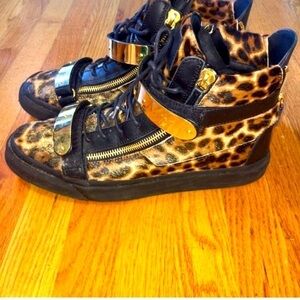 Giuseppe Zanotti Calf Hair High-Top Leopard Shoe